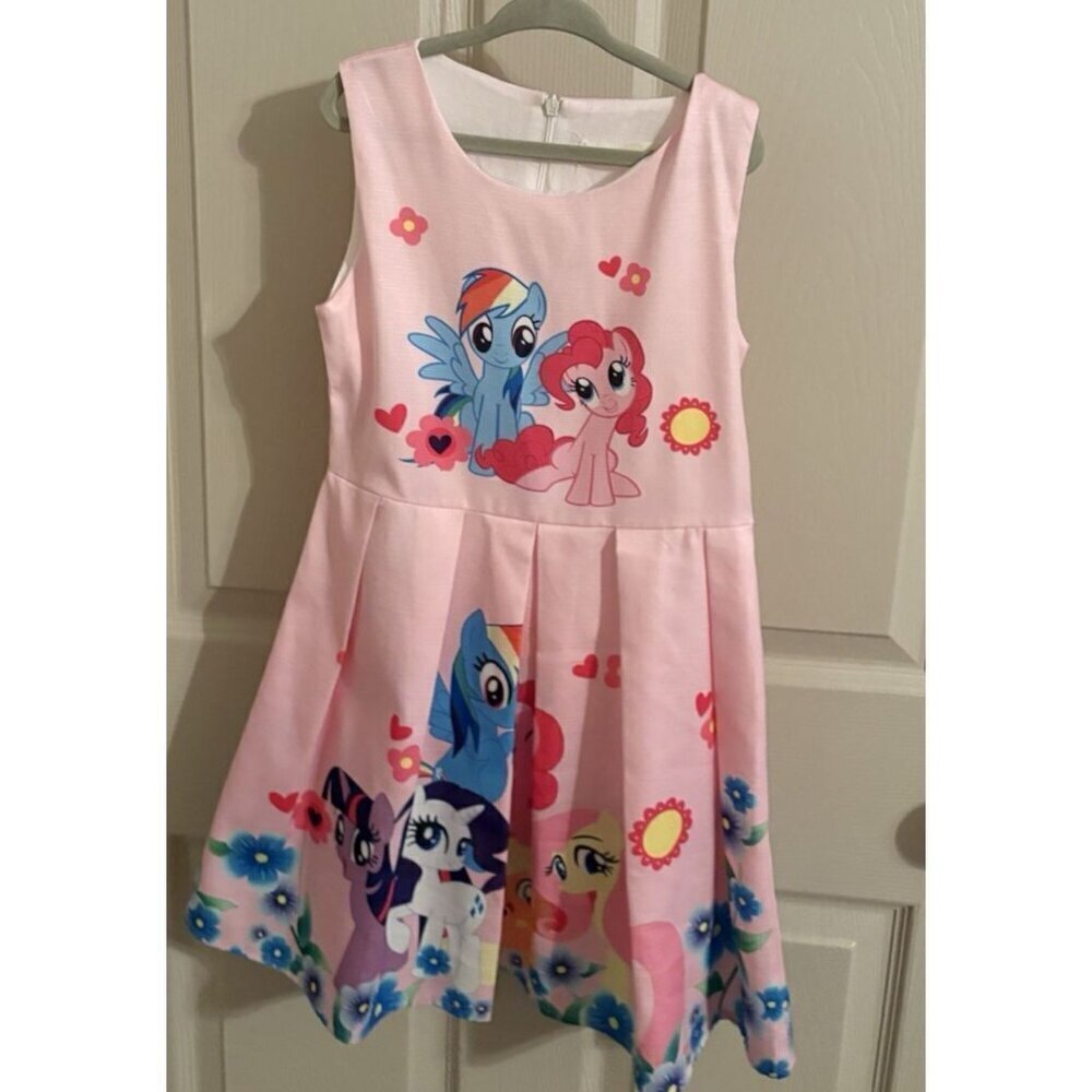 Girls Dress My Lil Pony Pink Blue Pleated Skirt Size 6